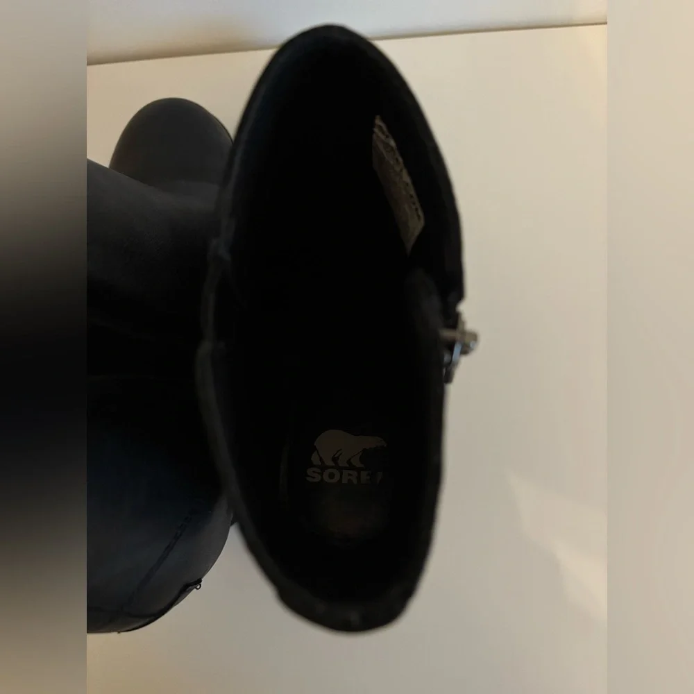 Sorel Joan Uptown Waterproof Leather Wedge Zip Bootie in Black, Size 8.5 - Picture 13 of 14